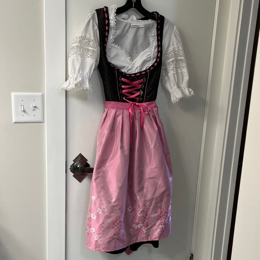 Pink and Black German Dirndl Dress